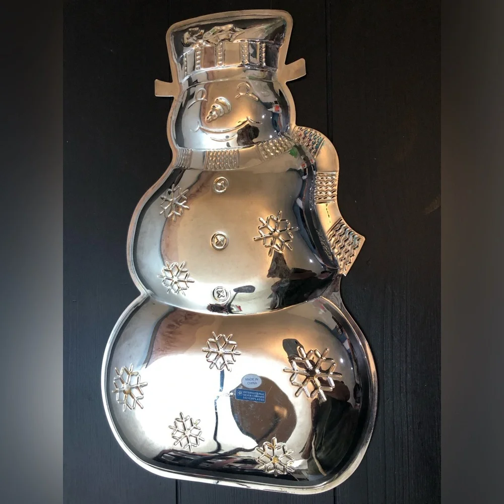 Vintage Silver Snowman Platter: 1980s International Silver Company Christmas